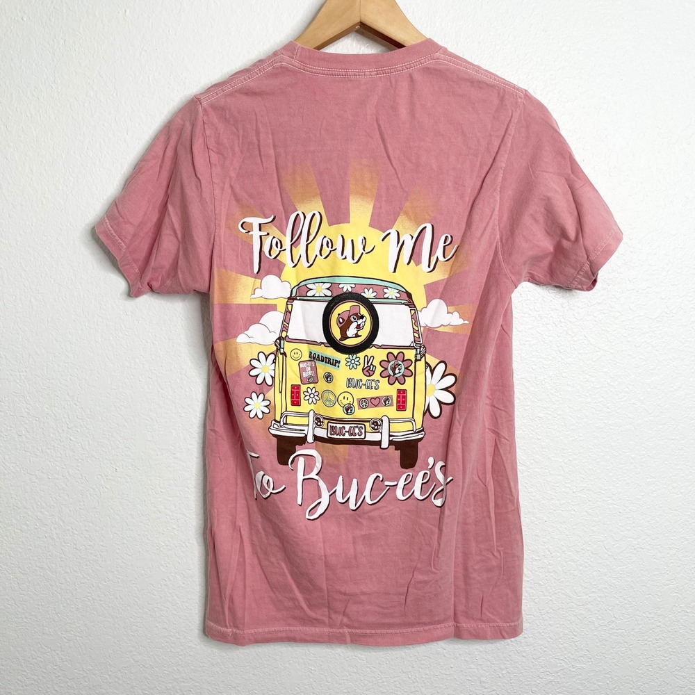 Bucees Graphic T Shirt Pink Short Sleeve Roadtrip Van Graphic Tee Women's Size S